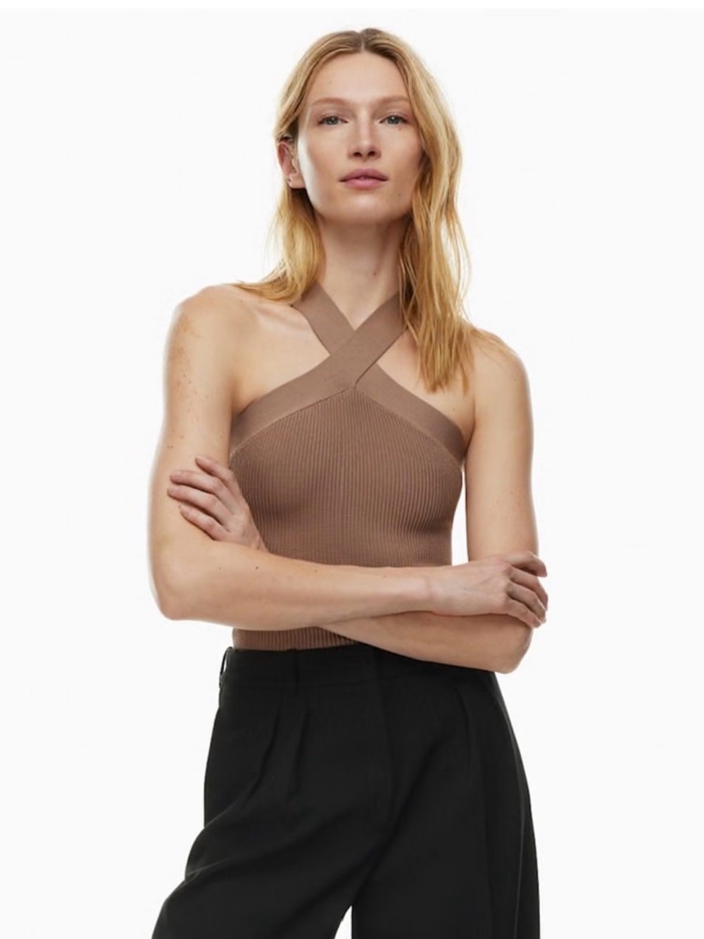 NWT Babaton Sculpt Knit Criss Cross Tank Sz S